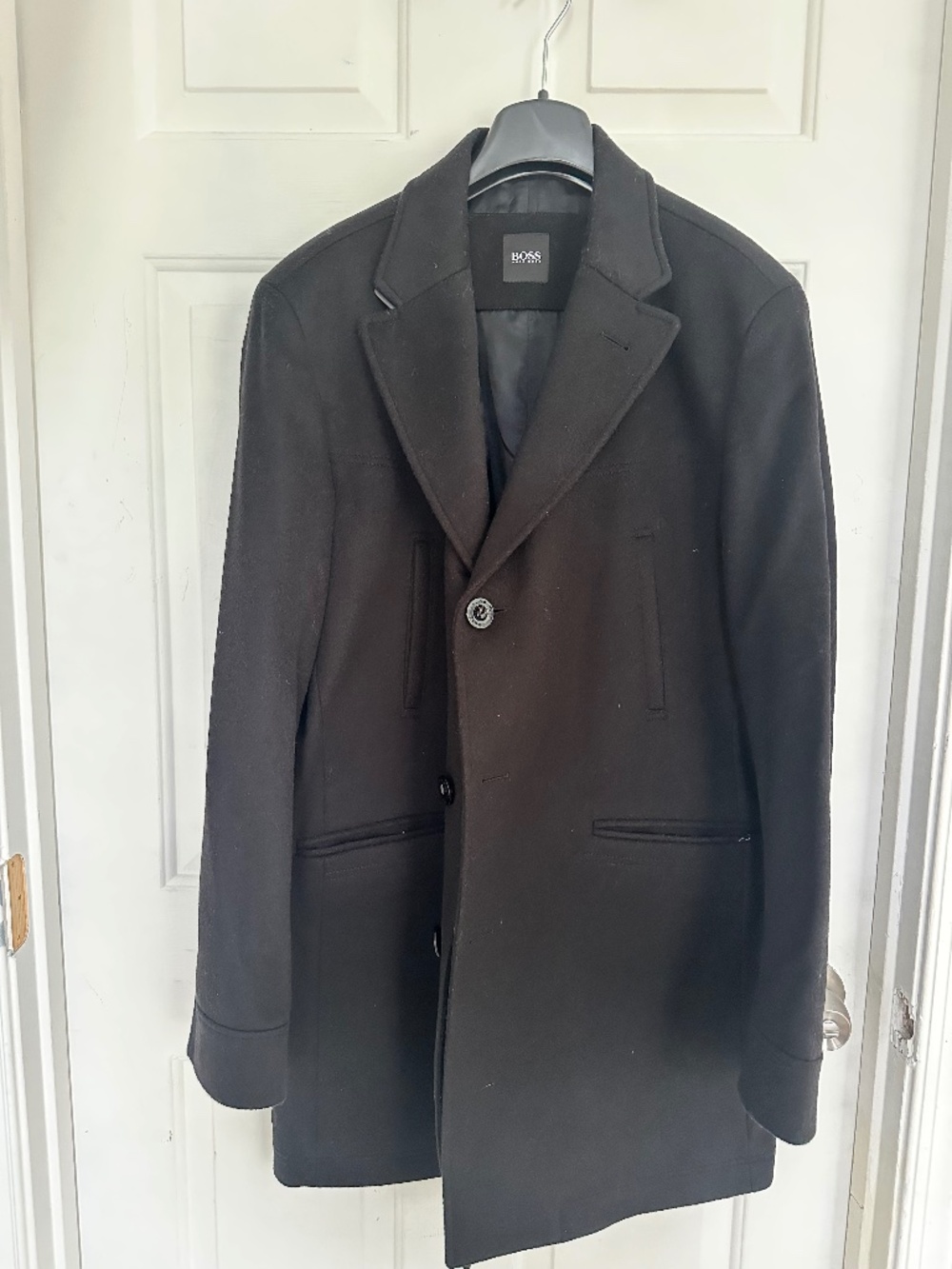 Men’s BOSS Hugo Boss "Zeno" Cashmere-Wool Blend Overcoat Black - Size 44R / 54